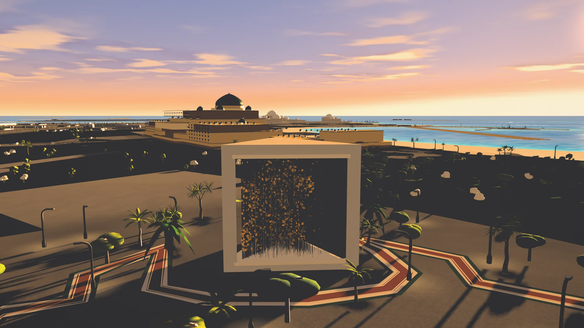 The Founder’s Memorial at sunset