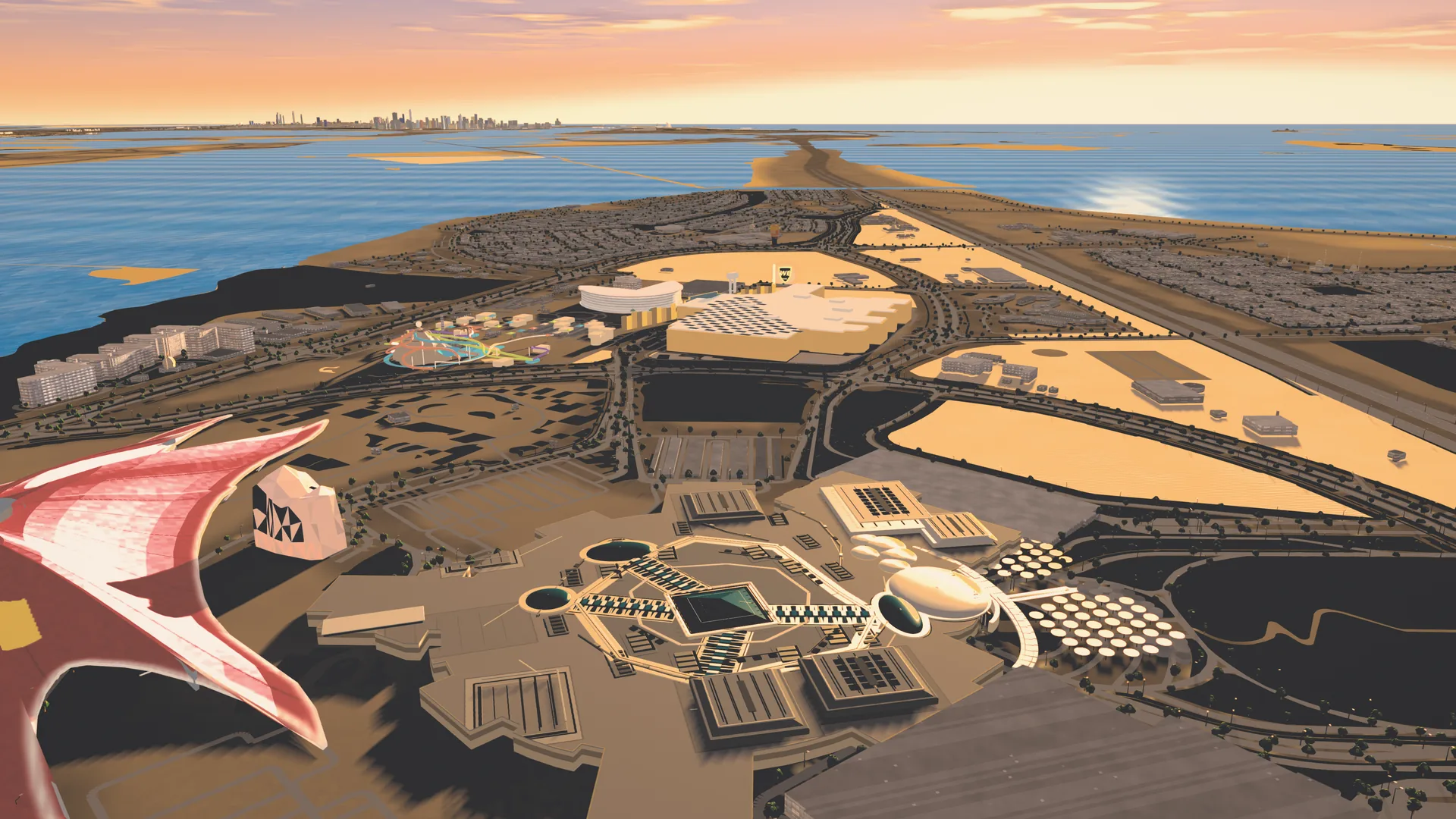 Yas Mall and its surroundings at sunset